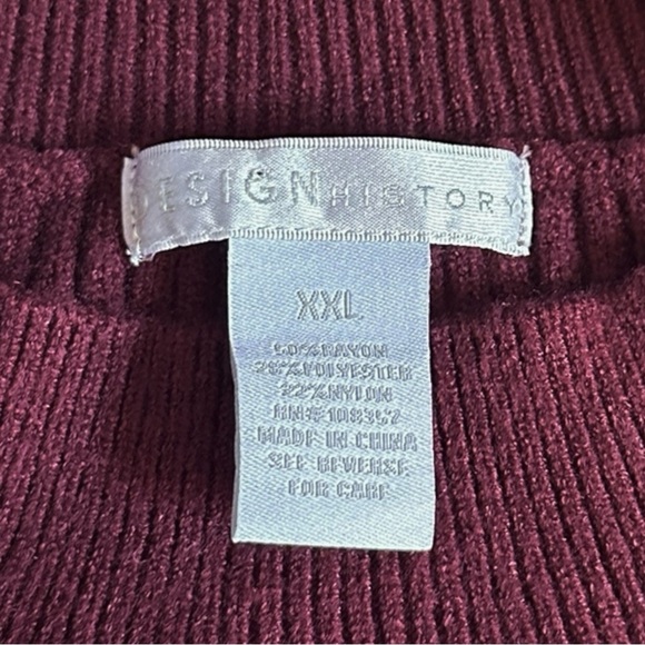Design History XXL Sweater Cutout Cardigan Sangria Purple Cable Knit L/S NWT - Picture 8 of 9
